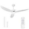 52'' White Ceiling Fans with Lights, with Remote Control