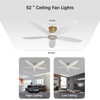 Ceiling Fan with Remote 52 Inch 5 Dual Blades White