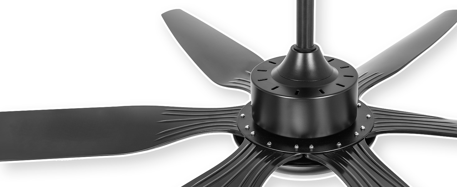 Large black ceiling fan detail