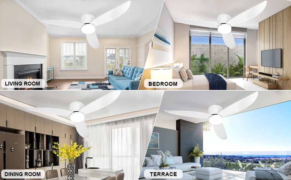 White ceiling fan light usage scenarios