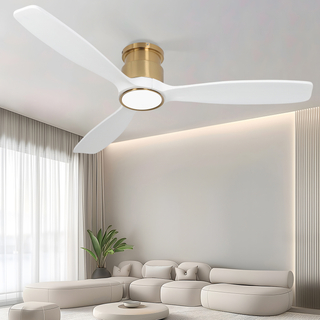 Modern Low Profile Flush Mount 52" Ceiling Fan with Light