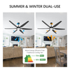 65 Inch Ceiling Fan with Lights and Remote Black