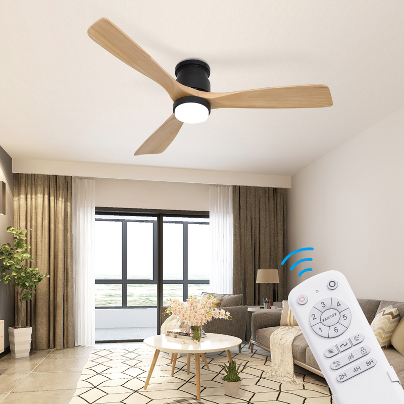 Flush Mount Ceiling Fan with Light 52 Inch