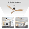 Flush Mount Ceiling Fan with Light 52inch Log Color Solid Wood 