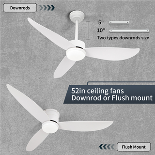 Modern 52In Dimmable LED Lights Remote Control Ceiling Fan