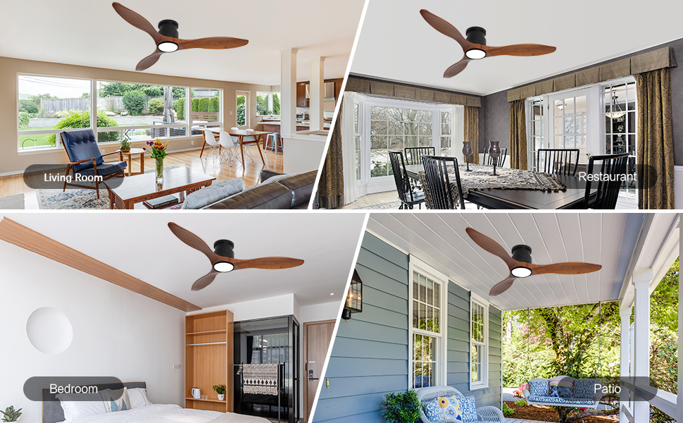 low profile ceiling fan with light wood