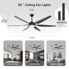 65 Inch Ceiling Fan with Lights and Remote Black