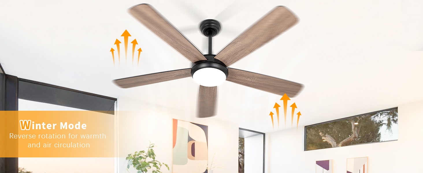 Wooden ceiling fan with hot air circulation