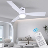 52 Inch Flush Mount Ceiling Fan White with Remote