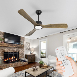 Amber Wood Blades Ceiling Fans with Lights and Remote