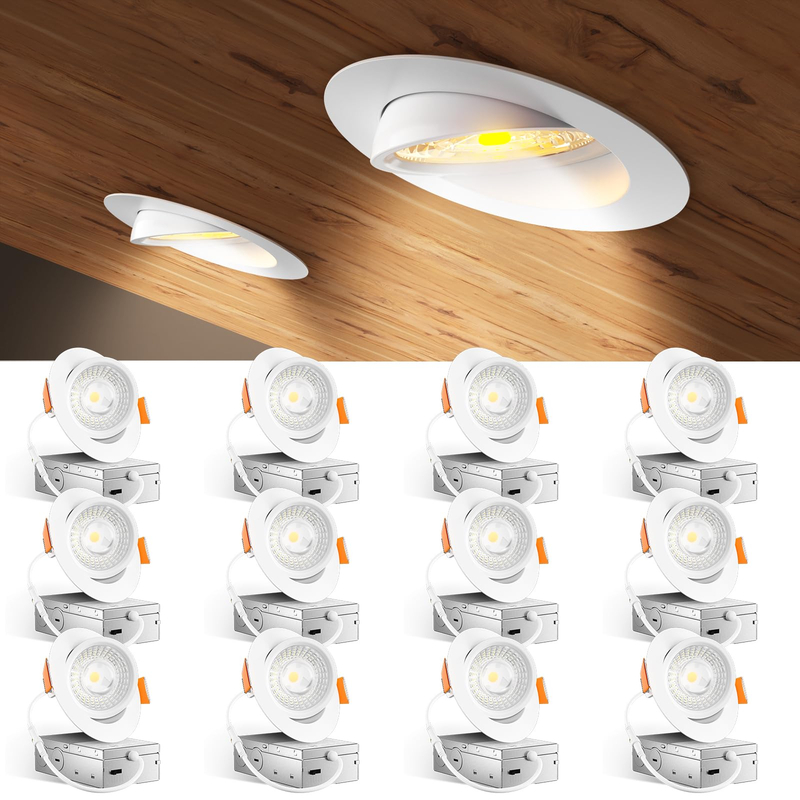 12 Pack 4 Inch 5CCT Gimbal LED Recessed Lighting