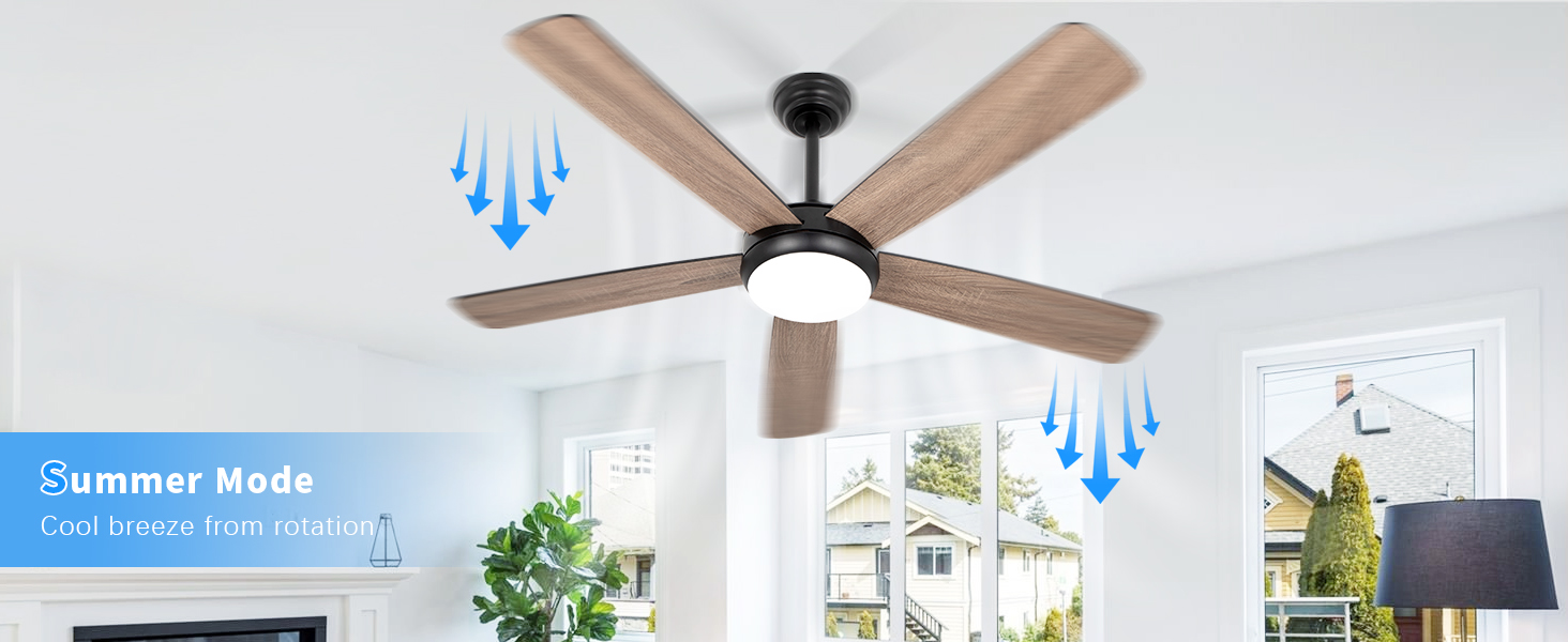 Wooden ceiling fan with cold air circulation