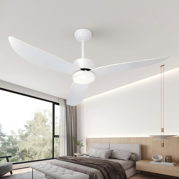 52'' White Ceiling Fans with Lights, with Remote Control