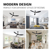 Modern Ceiling Fan with Light 52 Inch Black