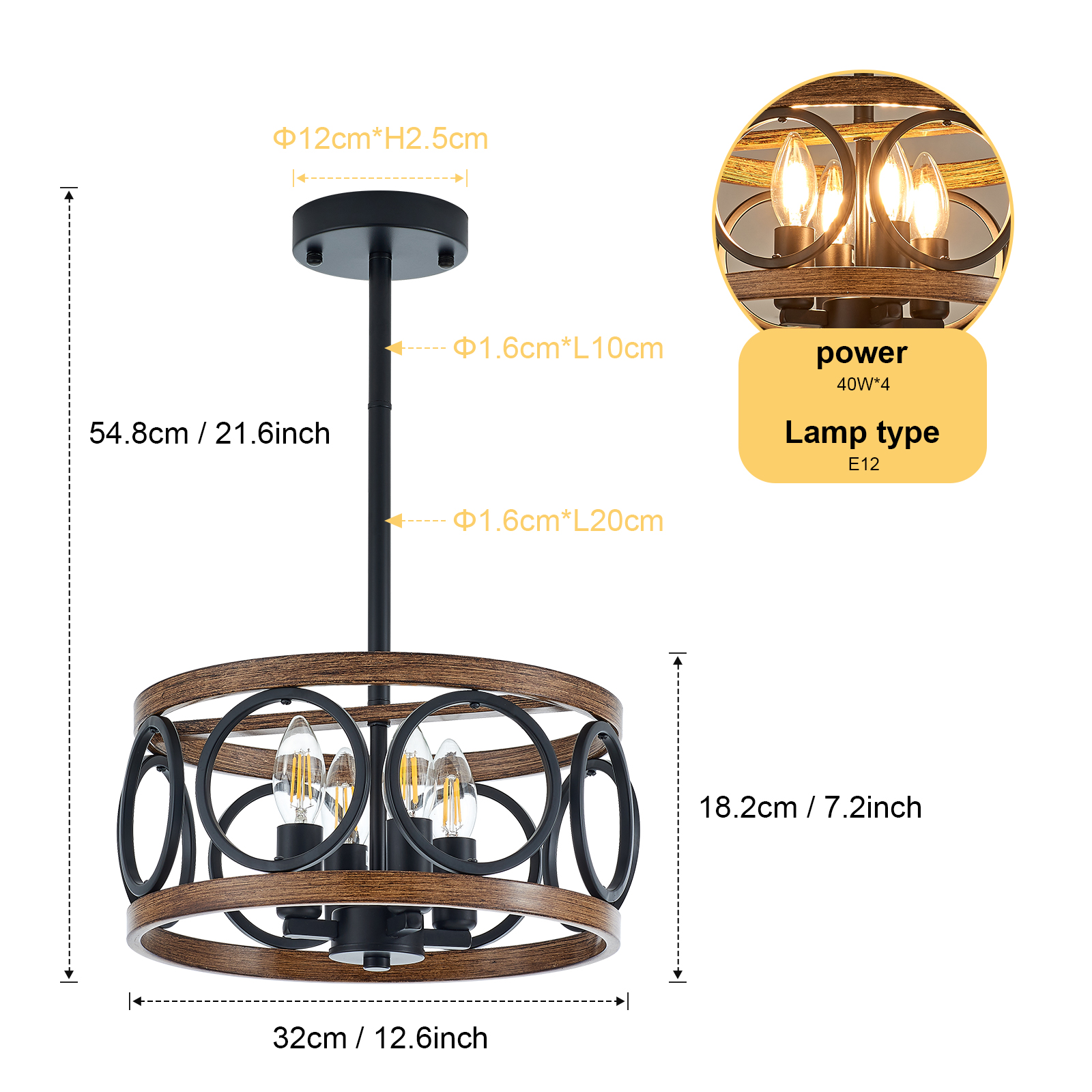 Farmhouse Rustic Wood Chandelier