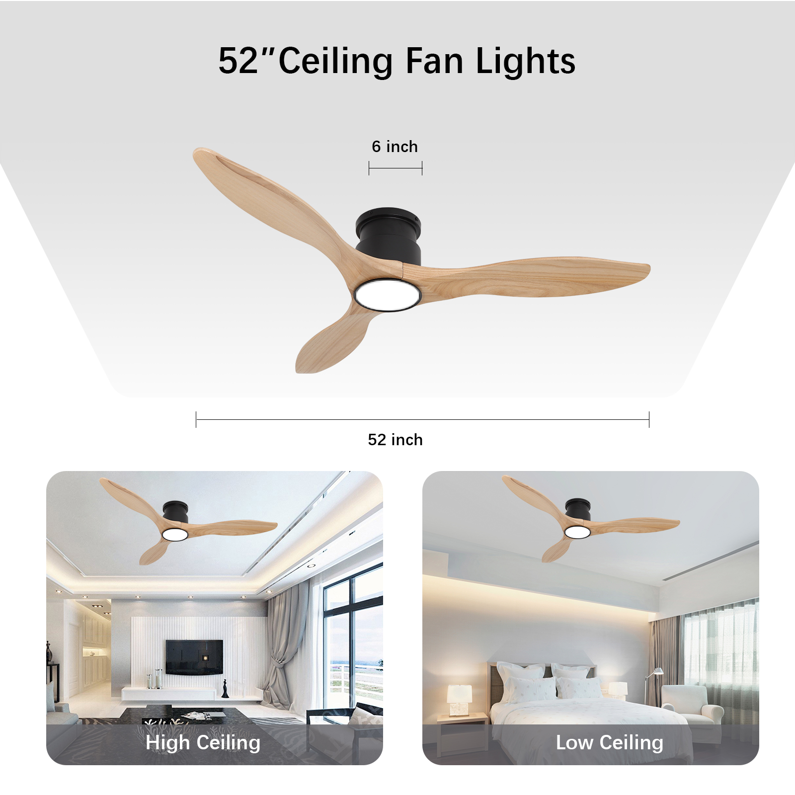 52 Inch ceiling fan light