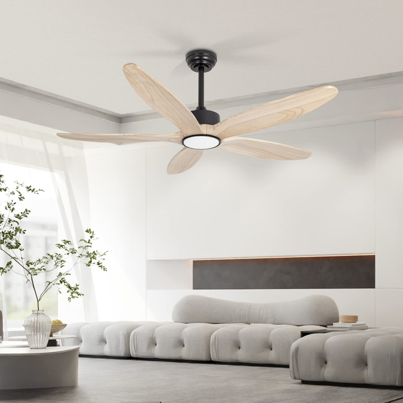 5 Wood Blades Ceiling Fan with Light And Remote