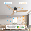 Flush Mount Ceiling Fan with Light 52inch Log Color Solid Wood 