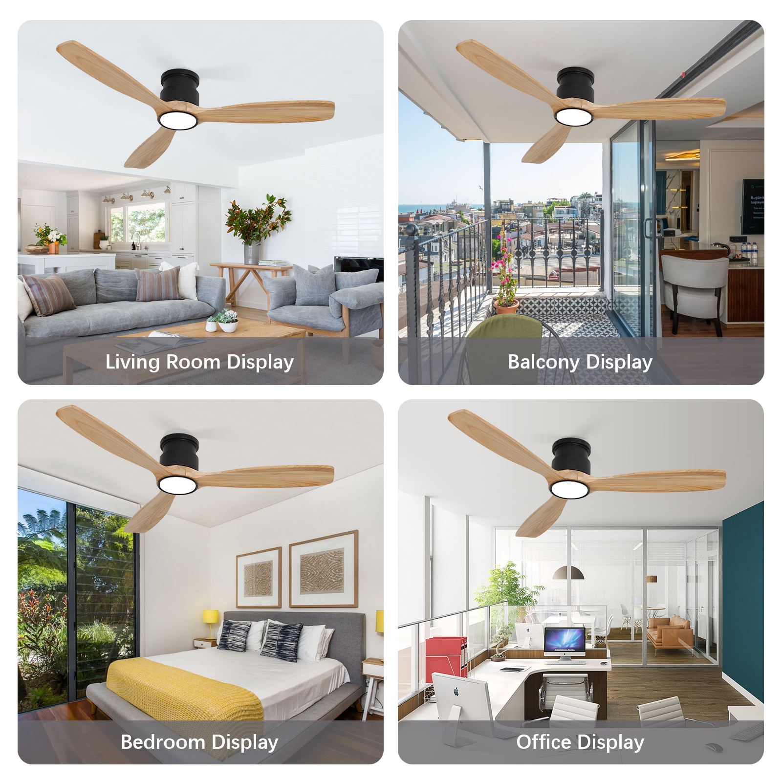 Low Profile Flush Mount Ceiling Fan with Light 52 Inch 