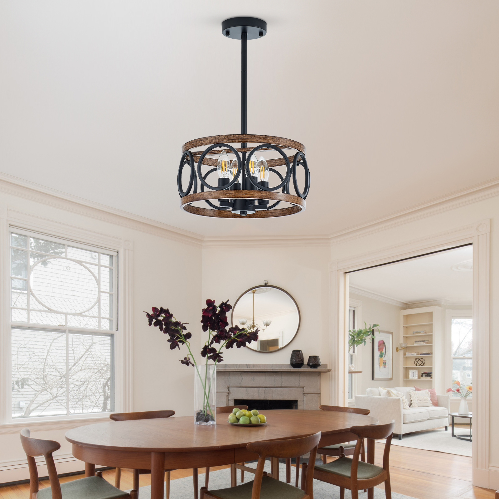 Farmhouse Rustic Wood Chandelier